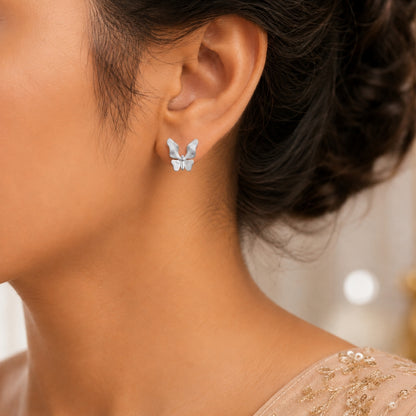 Sterling Silver Butterfly Stud Earrings For Women & Girls