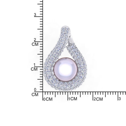 Infinity Pearl Zircon chain pendent with earrings for Women and girls (With chain)