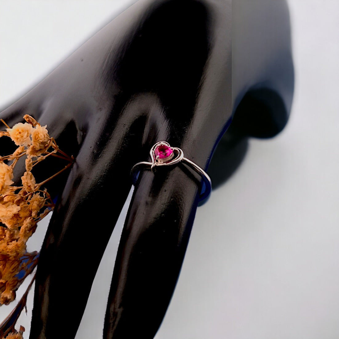 HEART WITH PINK STONE RING