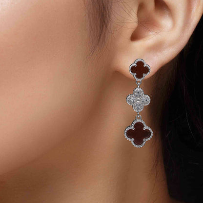 Sterling silver Floral motif drop earrings for Women and girls