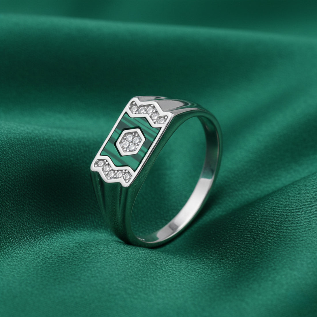 Sterling Silver EterKnight Green Statement Ring for Men