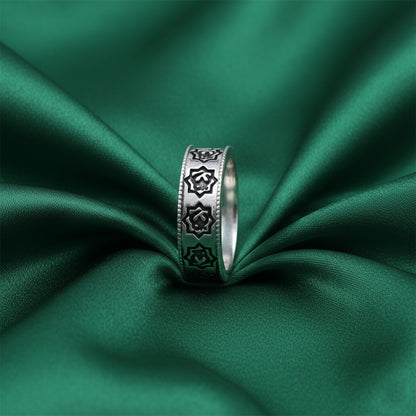 Sterling Silver EterKnight Antique Floral Oxidised Ring for Men