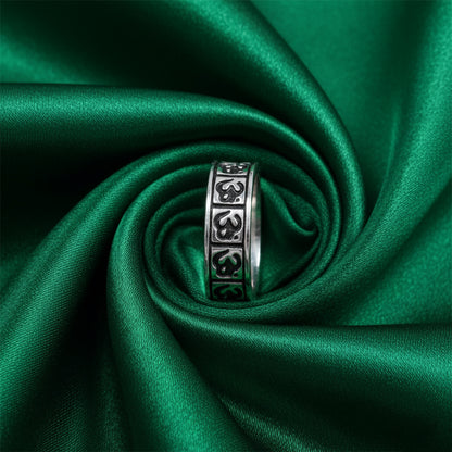 Sterling Silver EterKnight Om Motif Spiritual Ring for Men