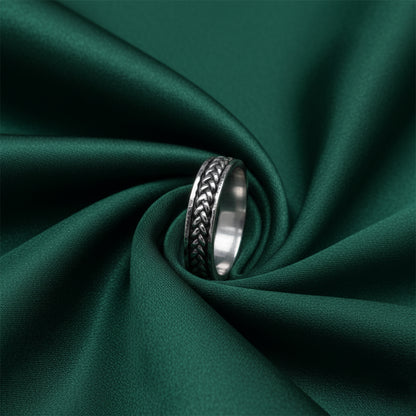 Sterling Silver EterKnight Curb Chain Oxidised Band Ring for Men