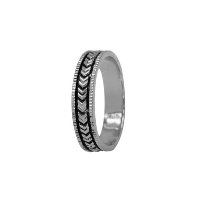 Sterling Silver EterKnight Arrow Spine Oxidised Ring for Men