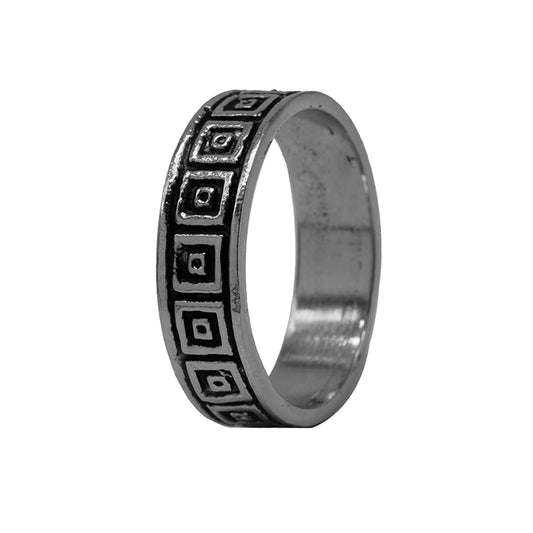 Sterling Silver EterKnight Heritage Motif Oxidised Ring for Men