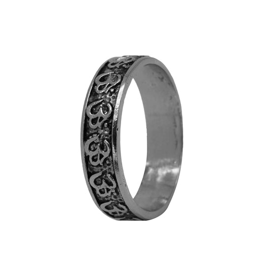 Sterling Silver EterKnight Om Engraved Oxidised Ring for Men