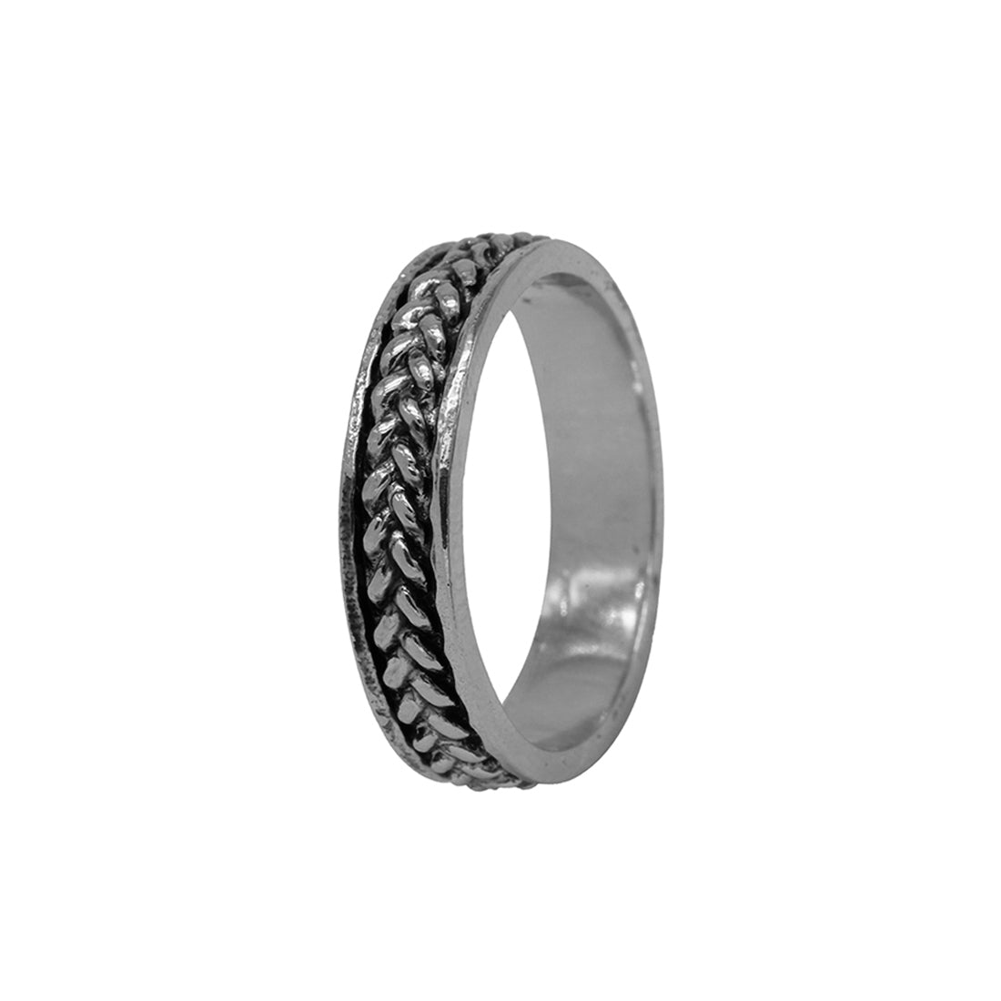 Sterling Silver EterKnight Curb Chain Oxidised Band Ring for Men