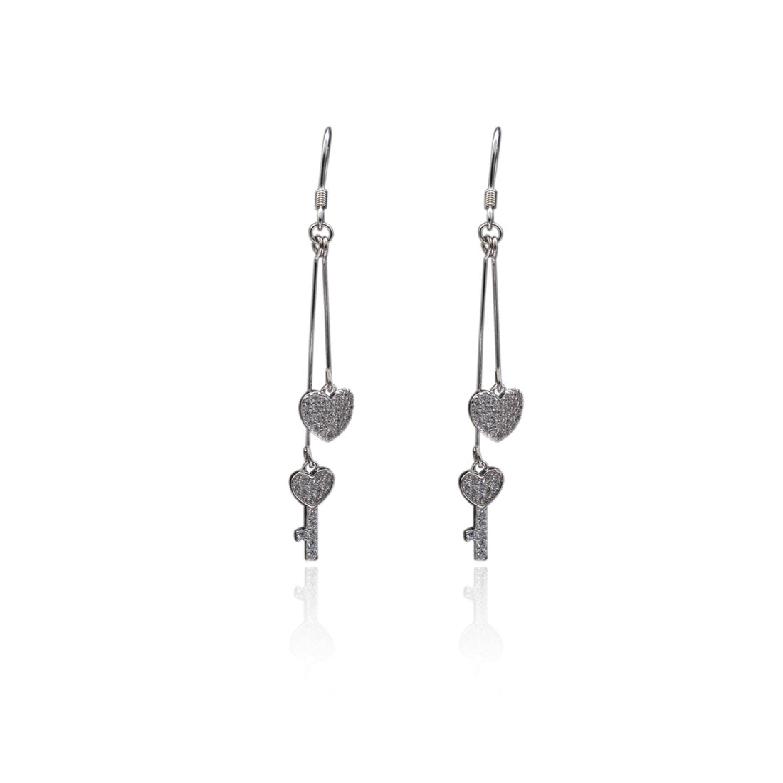 925 Sterling Silver Lock Design Heart Drop Earrings for Women & Girls