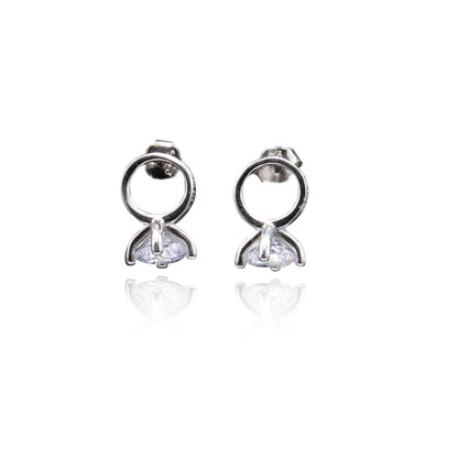 Sterling silver solitaire stud earrings for women and girls