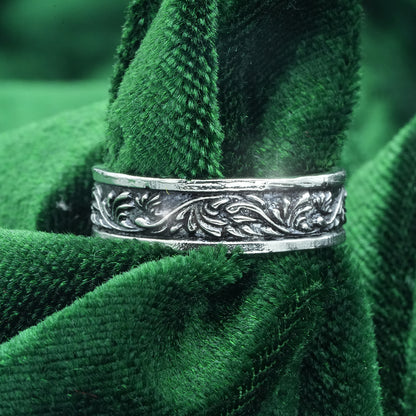 Sterling Silver EterKnight Vintage Vine Oxidised Ring for Men